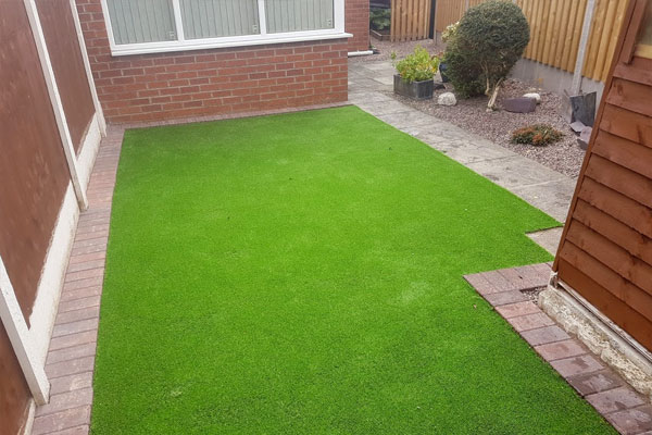 Newly installed artificial lawn
