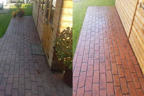 Before and after of driveway cleaning