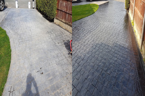 Before and after of driveway cleaning