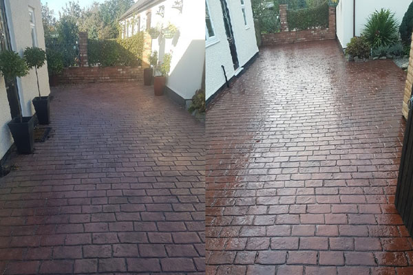 Before and after of driveway cleaning