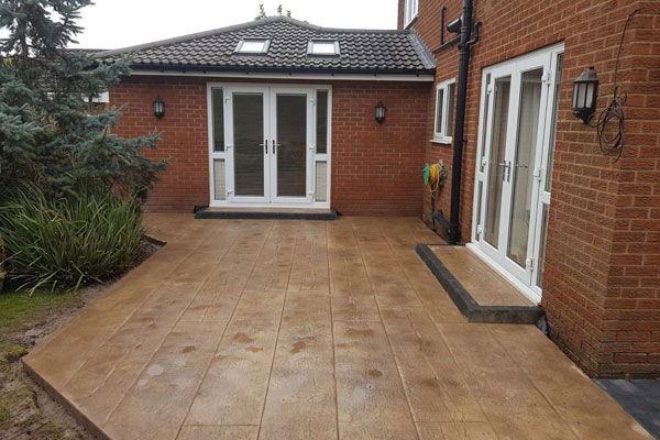 New patio area at rear of house