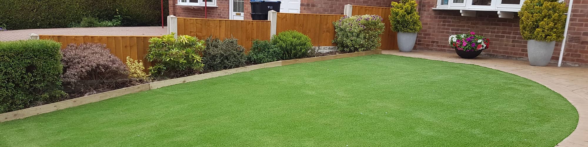 Artificial grass installed at front garden of Wrexham property